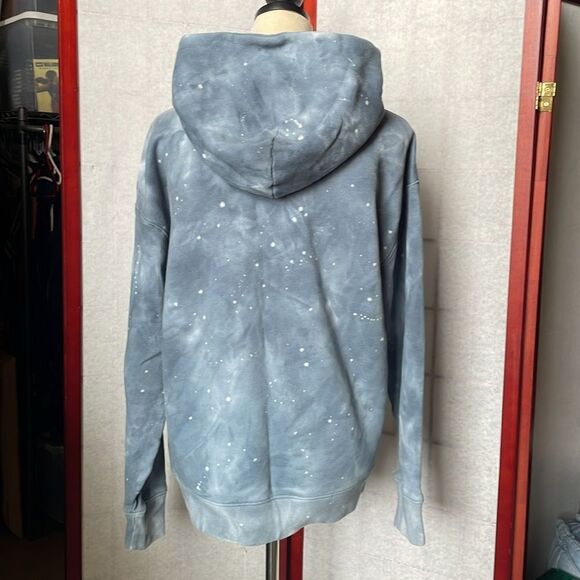 Abercrombie & Fitch Relaxed Fit Blue Tie-Dye & Splatter Print Hoodie (Small) - Picture 3 of 11